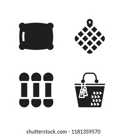 cotton icon. 4 cotton vector icons set. pillow, towel and cottons icons for web and design about cotton theme