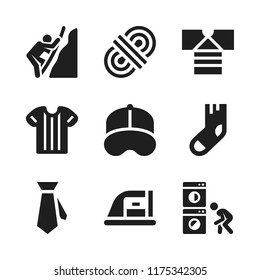 cotton icon. 9 cotton vector icons set. baseball cap, shirt and iron icons for web and design about cotton theme