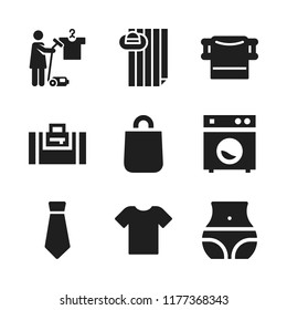 cotton icon. 9 cotton vector icons set. tie, shirt and sport bag icons for web and design about cotton theme