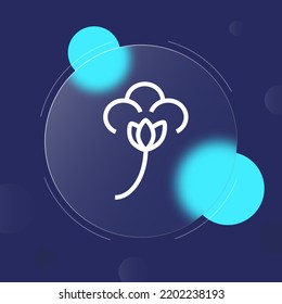 Cotton icon. Clothes, nice, fluff, sewing, threads, ecology. Cotton concept. Glassmorphism style. Vector line icon for business.