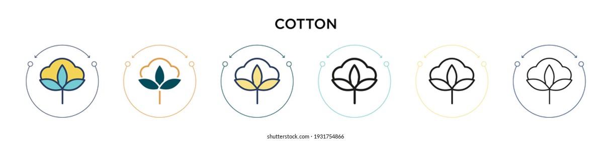 Cotton icon in filled, thin line, outline and stroke style. Vector illustration of two colored and black cotton vector icons designs can be used for mobile, ui, web