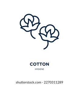 cotton icon from hygiene collection. Thin linear cotton, textile, label outline icon isolated on white background. Line vector cotton sign, symbol for web and mobile