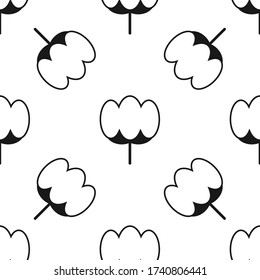 Das Cotton-Symbol isolierte nahtlose Muster auf weißem Hintergrund. Baumwollblumen Symbol nahtlos Muster.