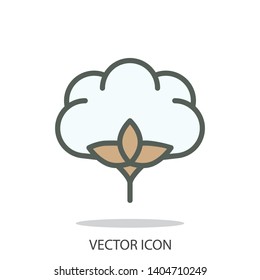 cotton icon, line symbol on white background - editable stroke vector illustration eps10