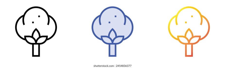 Icono de algodón. Diseño de estilo de relleno lineal, azul y degradado aislado sobre fondo blanco