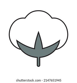 Cotton icon. Raw materials used for the production of cotton fabric. Vegetable fiber covering cotton seeds. Vector illustration isolated on white background for design and web.