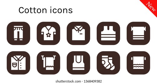 cotton icon set. 10 filled cotton icons.  Simple modern icons about  - Sweatpants, Shirt, Sleeveless shirt, Towel, Tank top, Socks