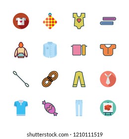 cotton icon set. vector set about jeans, trousers, rope and towels icons set.