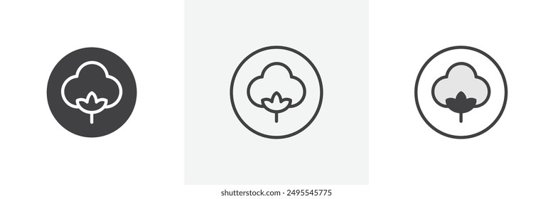 Cotton icon symbol collection on white background.