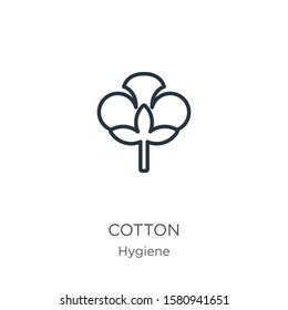 Cotton icon. Thin linear cotton outline icon isolated on white background from hygiene collection. Line vector sign, symbol for web and mobile