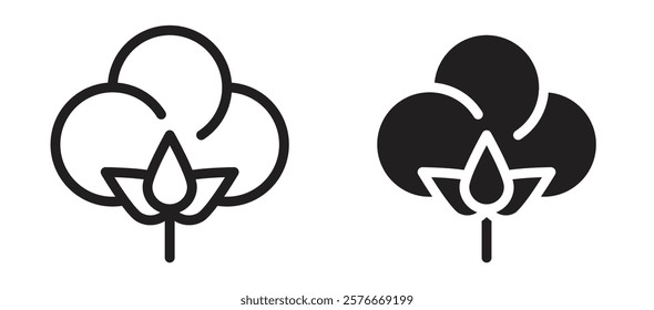 Cotton icons in outline and stroke versions