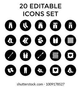 Cotton icons. set of 20 editable filled cotton icons such as baby socks, towels, pillow with heart on it, socks. best quality cotton elements in trendy style.