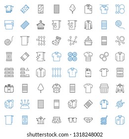 cotton icons set. Collection of cotton with shirt, towel, panties, pants, beach towel, wool ball, cushion, hoodie, laundry, cotton candy, pocket. Editable and scalable icons.