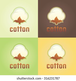 Cotton isolated vector logo template, cotton and wool clothes abstract floral logo