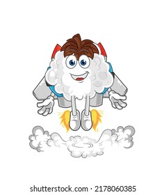 el algodón con mochila de jetpack. vector de dibujos animados