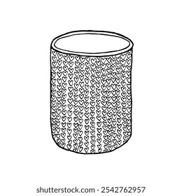 Cotton jute knitted basket, Eco friendly crochet Jar for hygienic tools , cosmetic brush holder organizer. Zero waste bathroom concept.