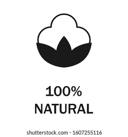 Cotton label, 100% natural, vector illustration