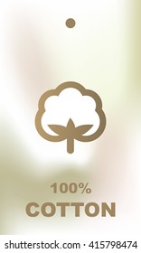 Vector de diseño de etiqueta de algodón. 100% de algodón de diseño. Fondo de algodón.
Etiqueta beige natural. 