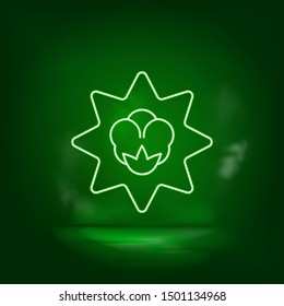 Cotton label, cotton quality green neon icon - Vector