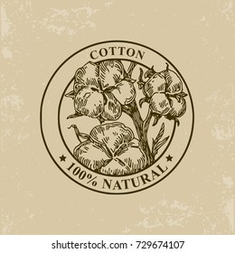 Cotton label. Vector illustration.