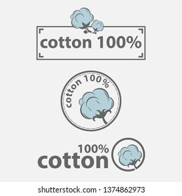 Cotton labels or logo for pure 100 percent natural cotton textile tags