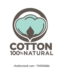 Cotton labels or logo for pure 100 percent natural cotton textile tag