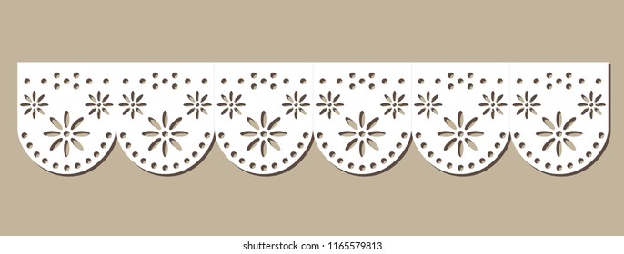 Cotton Lace Fabric Border, Eyelet Design