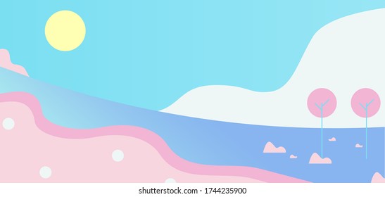 cotton land simple flat background poster wallpaper and decorative shape pastel color
