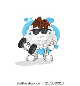 the cotton lifting dumbbell vector. cartoon character