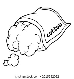 ilustración vectorial de línea de algodón, aislado en fondo blanco, vista superior