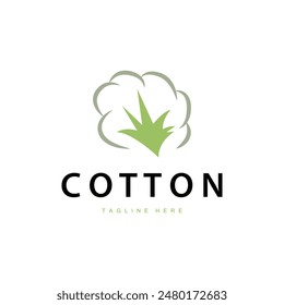 Baumwolllogo Design Blume weiche Baumwolle Bio-Pflanze Textilmaterial Kleidung Illustration Vorlage