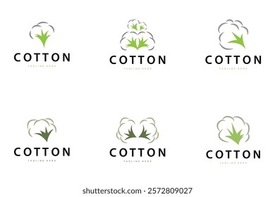 cotton logo design flower soft cotton organic plant textile material clothing illustration template