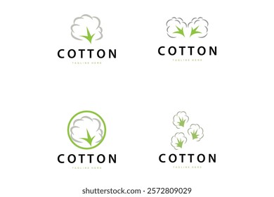 cotton logo design flower soft cotton organic plant textile material clothing illustration template