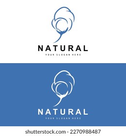 Cotton Logo, Natural Biological Organic Plant Design, Beauty Textile and Clothing Vector, Soft Cotton Flowers