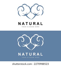 Cotton Logo, Natural Biological Organic Plant Design, Beauty Textile and Clothing Vector, Soft Cotton Flowers