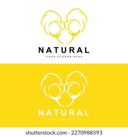 Cotton Logo, Natural Biological Organic Plant Design, Beauty Textile and Clothing Vector, Soft Cotton Flowers