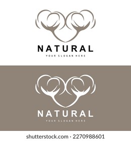 Cotton Logo, Natural Biological Organic Plant Design, Beauty Textile and Clothing Vector, Soft Cotton Flowers