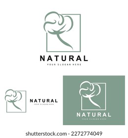 Cotton Logo, Natural Biological Organic Plant Design, Beauty Textile and Clothing Vector, Soft Cotton Flowers