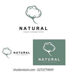 Cotton Logo, Natural Biological Organic Plant Design, Beauty Textile and Clothing Vector, Soft Cotton Flowers