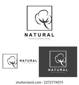 Cotton Logo, Natural Biological Organic Plant Design, Beauty Textile and Clothing Vector, Soft Cotton Flowers