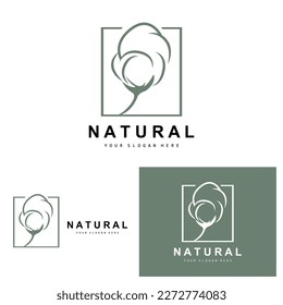 Cotton Logo, Natural Biological Organic Plant Design, Beauty Textile and Clothing Vector, Soft Cotton Flowers