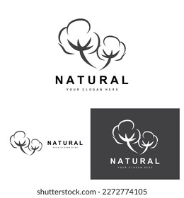 Cotton Logo, Natural Biological Organic Plant Design, Beauty Textile and Clothing Vector, Soft Cotton Flowers