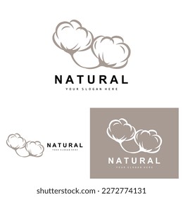 Cotton Logo, Natural Biological Organic Plant Design, Beauty Textile and Clothing Vector, Soft Cotton Flowers