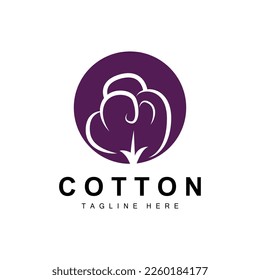 Cotton Logo, Soft Cotton Flower Design Vector Natural Organic Plants Apparel Materials And Beauty Textiles