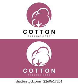 Cotton Logo, Soft Cotton Flower Design Vector Natural Organic Plants Apparel Materials And Beauty Textiles