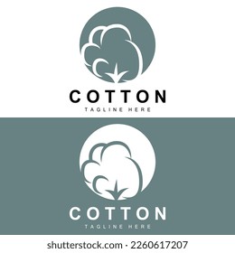 Cotton Logo, Soft Cotton Flower Design Vector Natural Organic Plants Apparel Materials And Beauty Textiles