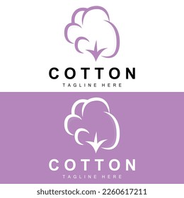 Logotipo De Algodón, Vector De Diseño De Flor De Algodón Blando Plantas Orgánicas Naturales Materiales De Aparición Y Textiles De Belleza