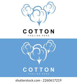 Logotipo De Algodón, Vector De Diseño De Flor De Algodón Blando Plantas Orgánicas Naturales Materiales De Aparición Y Textiles De Belleza