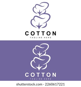 Logotipo De Algodón, Vector De Diseño De Flor De Algodón Blando Plantas Orgánicas Naturales Materiales De Aparición Y Textiles De Belleza