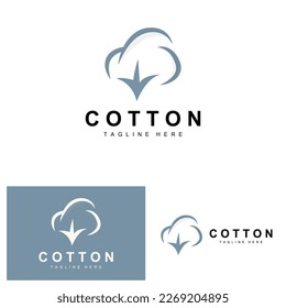Logotipo De Algodón, Vector De Diseño De Flor De Algodón Blando Plantas Orgánicas Naturales Materiales De Aparición Y Textiles De Belleza